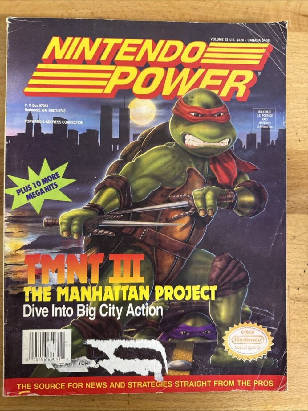 Nintendo Power Volume 33 Guide Book Turtles III w/Poster Good Shape